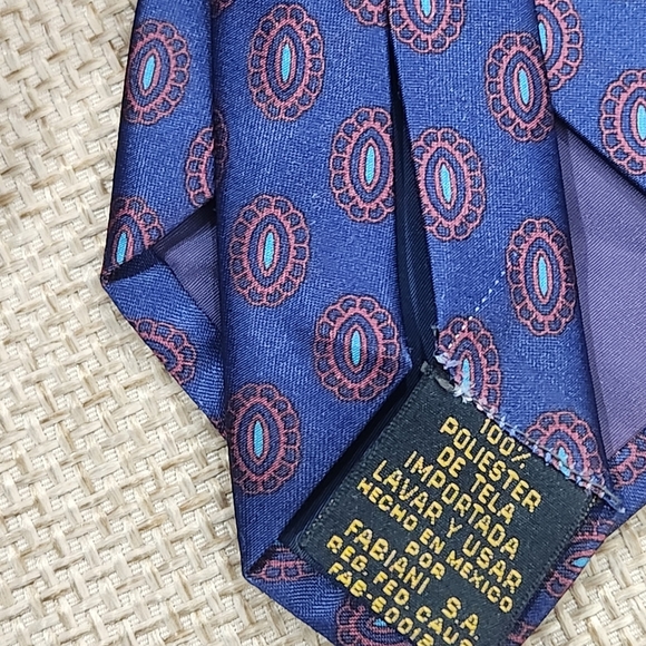 GIVENCHY Monsieur‎ Men's Tie Blue Red Medallions Made in Mexico Designer Classic - Picture 5 of 5